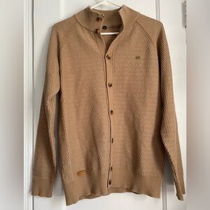 AIOPESON Men’s High Neck Collar Button Up Long Sleeves Sweater Cardigan Sz:Small